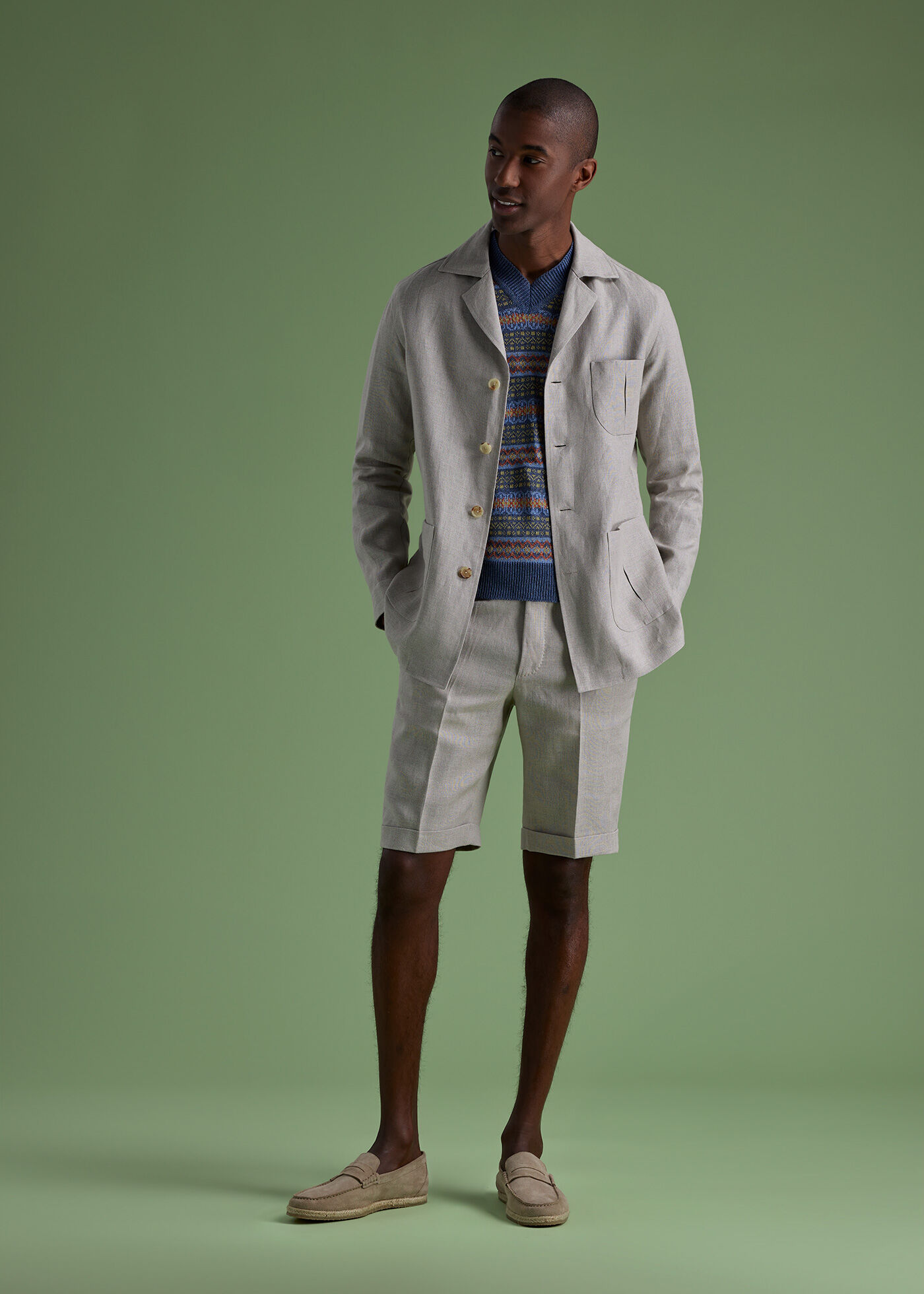Linen Safari Jacket Set